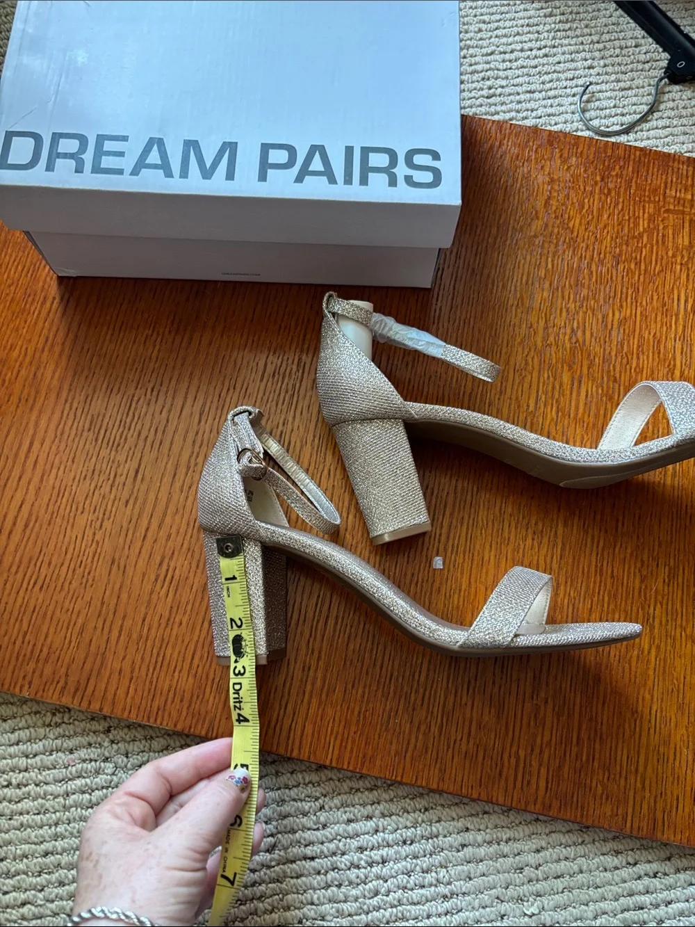 DREAM PARIS Glitter Gold, open toe, ankle strap dress shoe. 🆕NEW IN BOX. Sz. 8.5